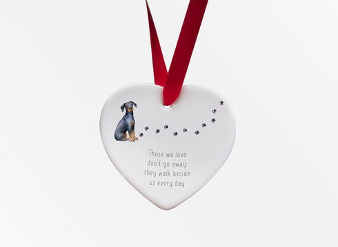 Doberman Walk Beside Us Ceramic Heart